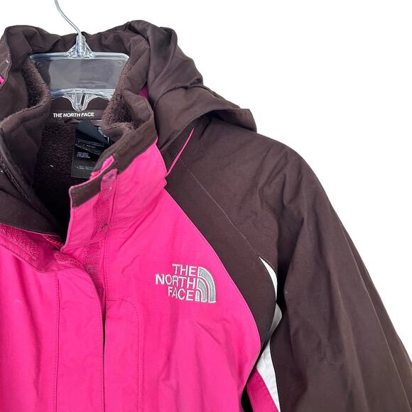 The North Face Hyvent 3 in 1 Pink Brown Jacket Sz M - Picture 2 of 9